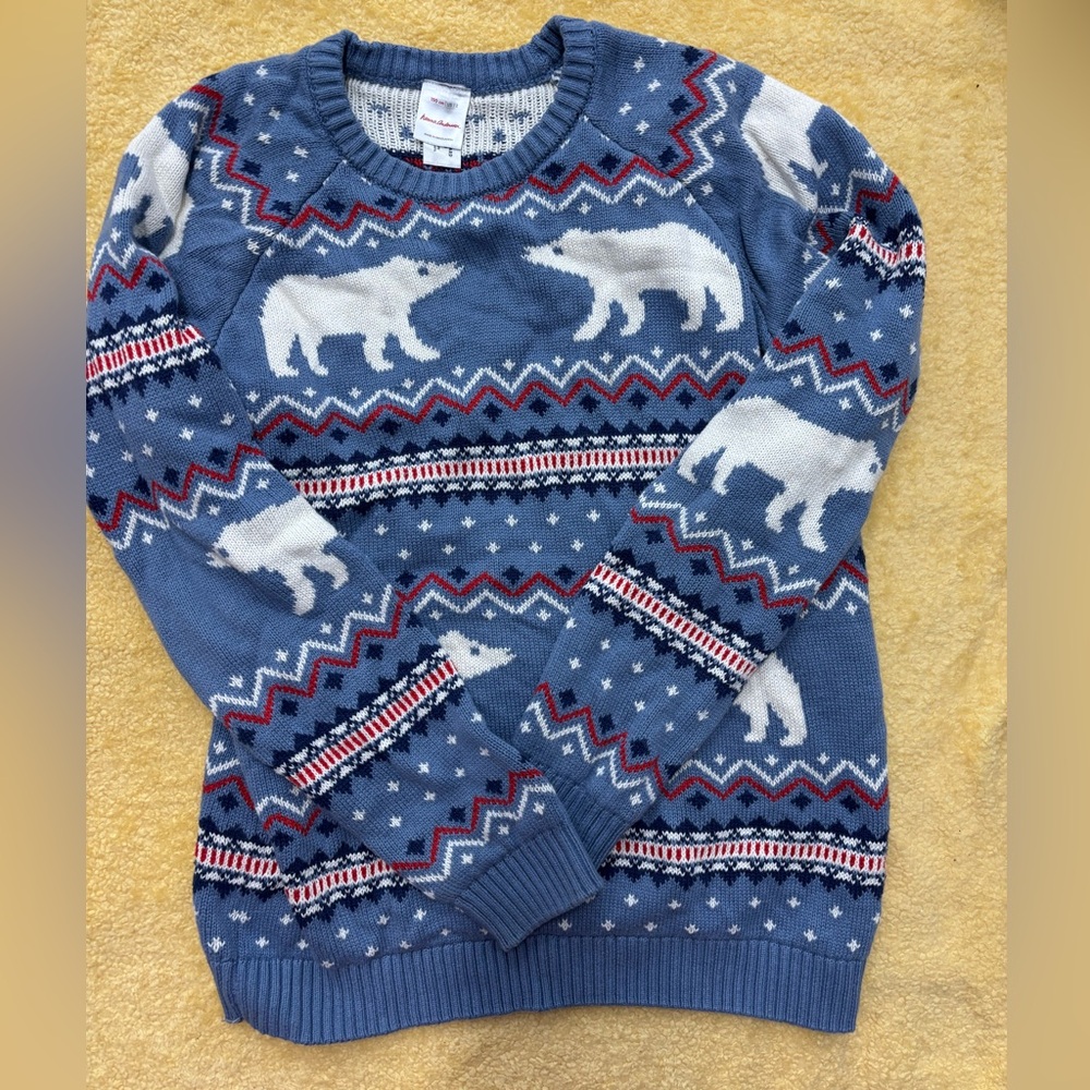 NWOT Hanna Andersson Blue Polar Bear Crewneck kids 12 Sweater